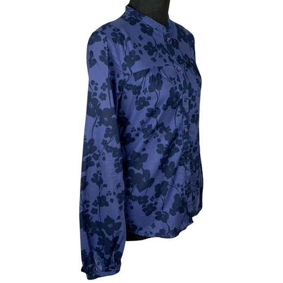 2/$15 - Indigo Blue Floral Long Sleeve Blouse - Picture 4 of 7